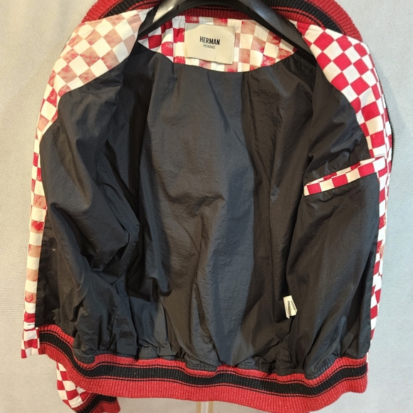 HERMAN MARKET Checkered Bomber Jacket with Embroidery - Picture 6 of 8